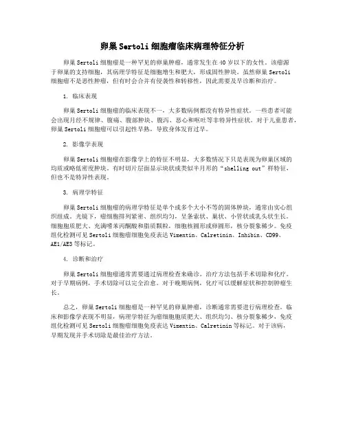 卵巢Sertoli细胞瘤临床病理特征分析