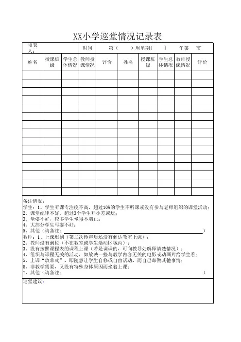 巡堂情况记录空表
