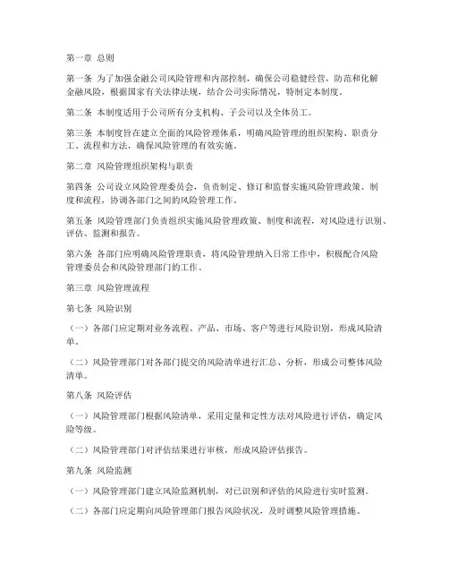 金融公司风险管理制度