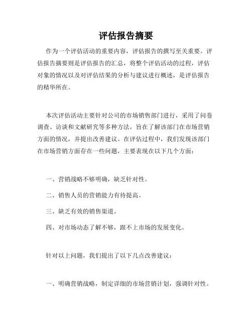 评估报告摘要