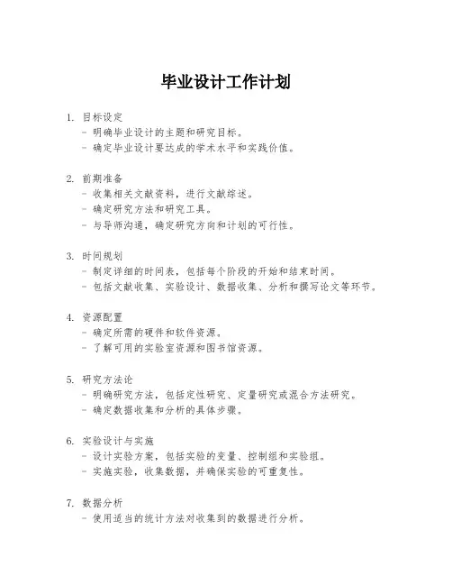 毕业设计工作计划
