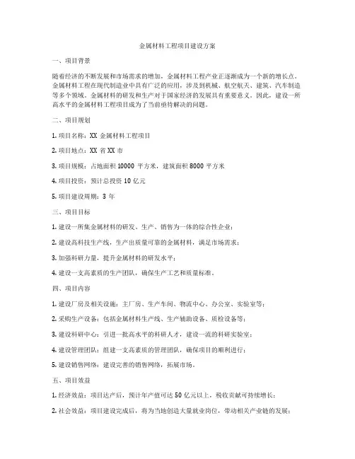 金属材料工程项目建设方案
