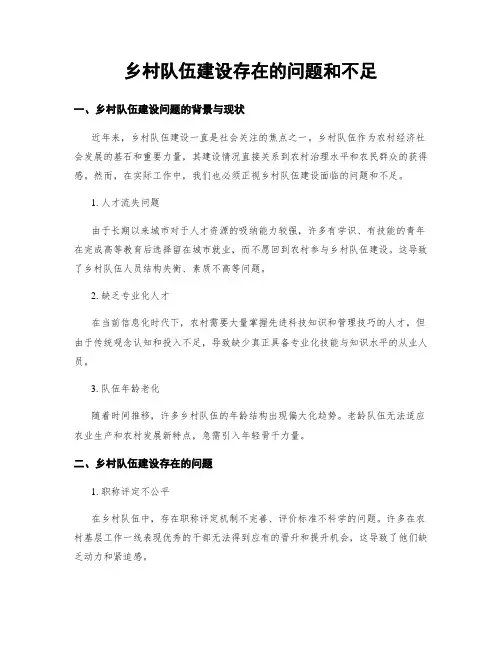 乡村队伍建设存在的问题和不足