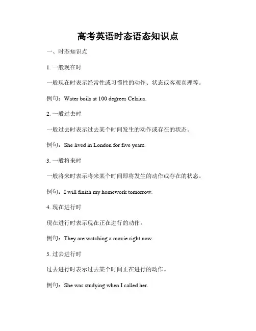 高考英语时态语态知识点
