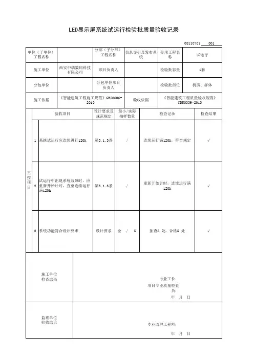 LED显示屏系统试运行检验批