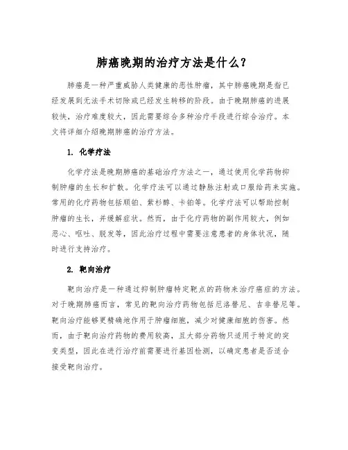 肺癌晚期的治疗方法是什么？