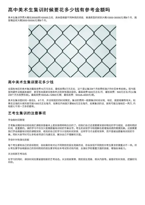 高中美术生集训时候要花多少钱有参考金额吗