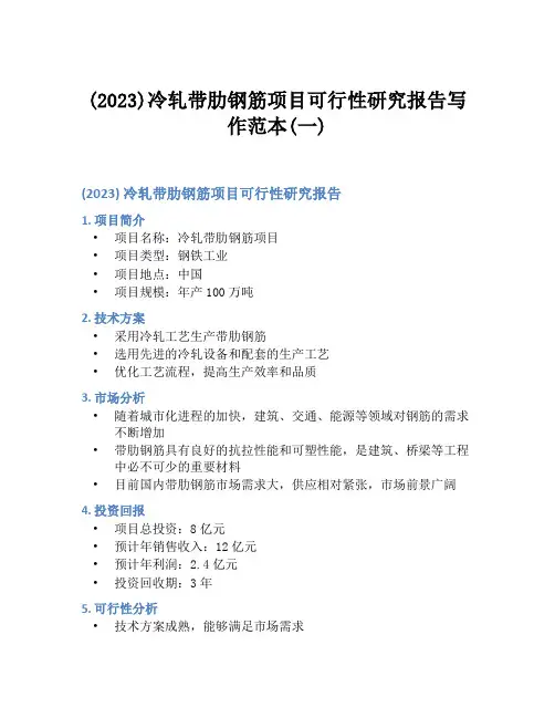 (2023)冷轧带肋钢筋项目可行性研究报告写作范本(一)
