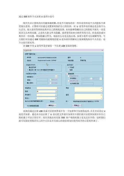 通过DSE制作个人加密U盘的小技巧