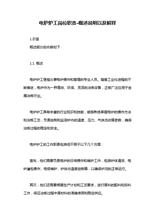 电炉炉工岗位职责-概述说明以及解释