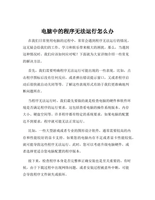 电脑中的程序无法运行怎么办