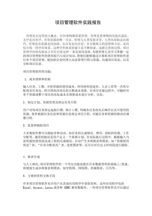 项目管理软件实践报告