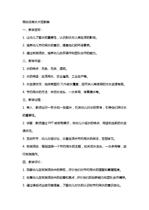 假如没有水大班教案