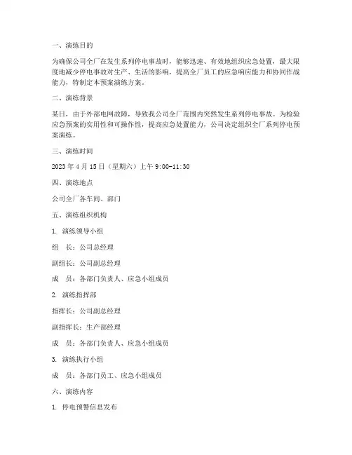 公司全厂系列停电预案演练