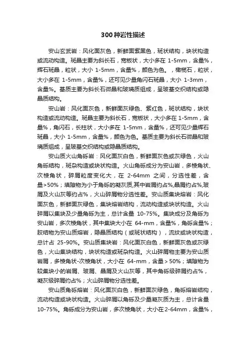 300种岩性描述