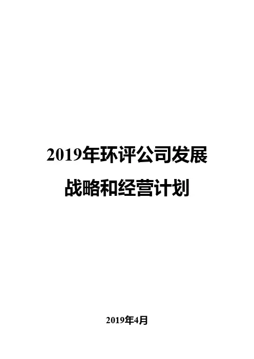 2019年环评公司发展战略和经营计划