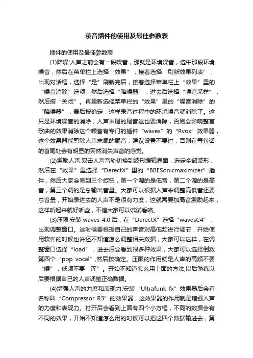 录音插件的使用及最佳参数表