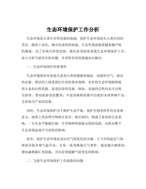 生态环境保护工作分析