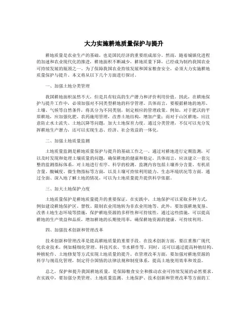 大力实施耕地质量保护与提升