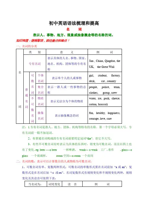 初中语法梳理与提高