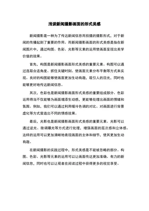 浅谈新闻摄影画面的形式美感