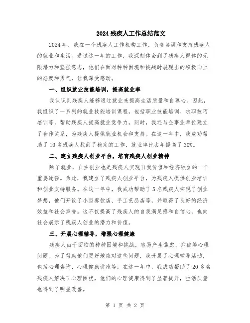 2024残疾人工作总结范文