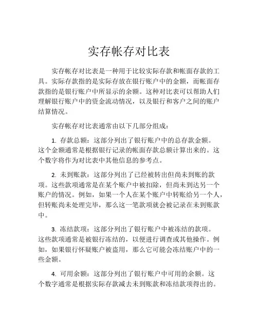 实存帐存对比表