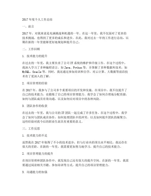 it2017年度个人工作总结