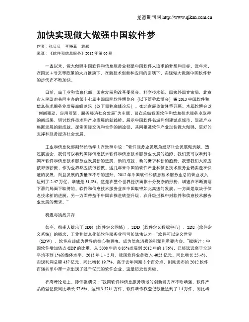 加快实现做大做强中国软件梦