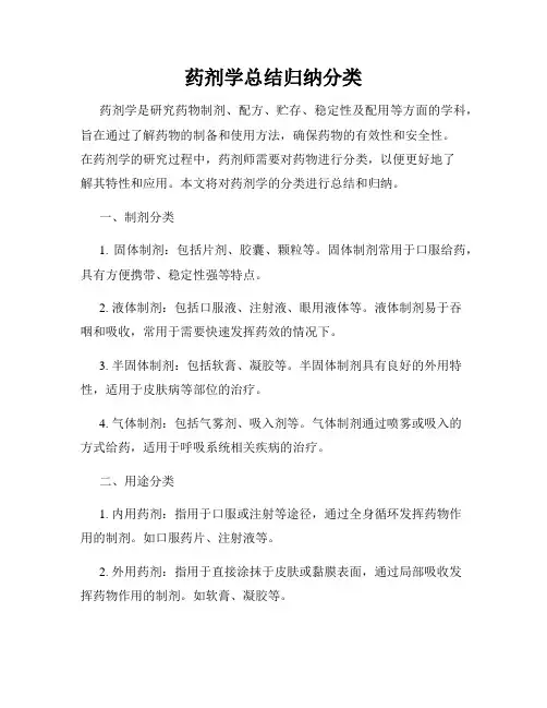 药剂学总结归纳分类