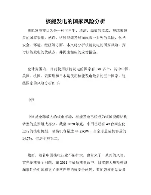 核能发电的国家风险分析