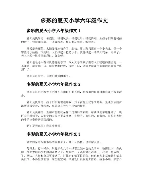 多彩的夏天小学六年级作文