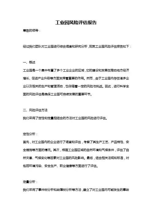 工业园风险评估报告