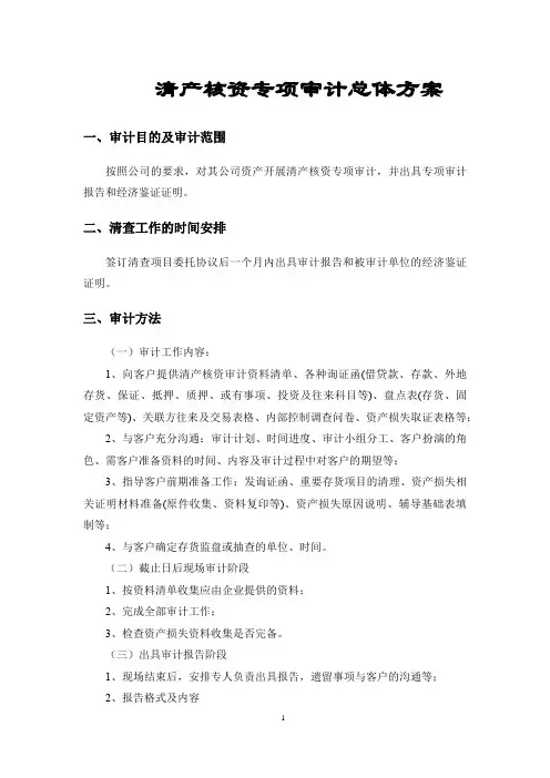 清产核资专项审计总体方案