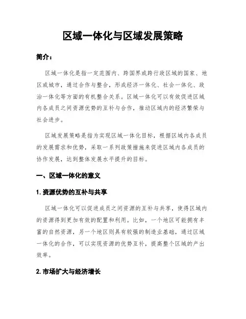 区域一体化与区域发展策略