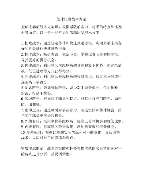 篮球比赛战术方案