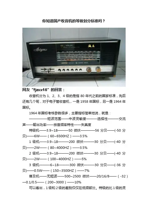 你知道国产收音机的等级划分标准吗？