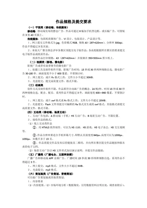 作品规格及提交要求