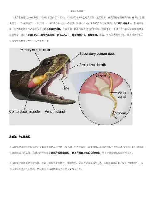 中国毒蛇毒性排行