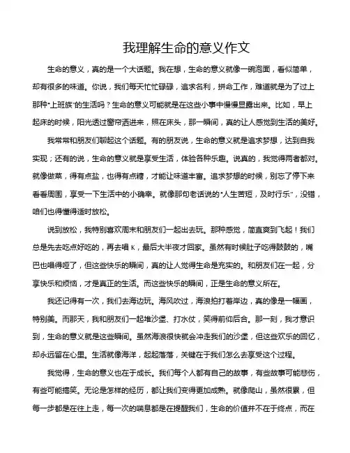 我理解生命的意义作文