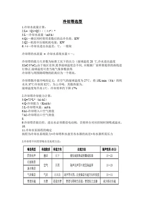 冷却塔选型计算