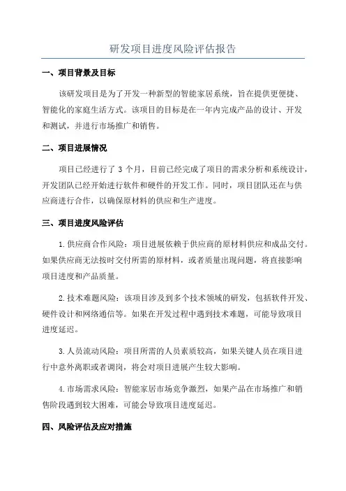研发项目进度风险评估报告