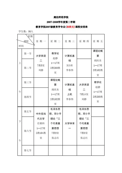 各师范大学教育学课表及简析