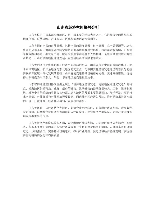山东省经济空间格局分析