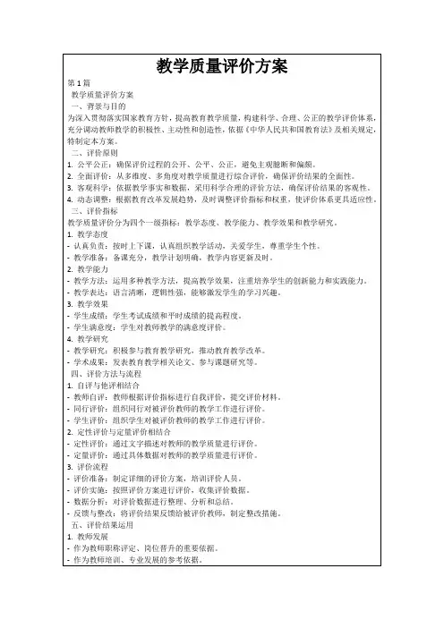 教学质量评价方案