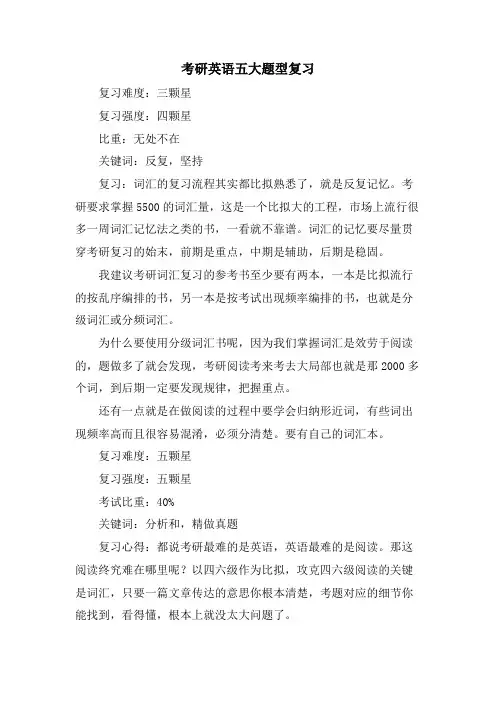 考研英语五大题型复习