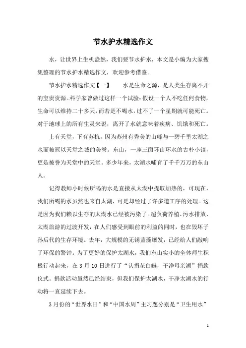 节水护水精选作文