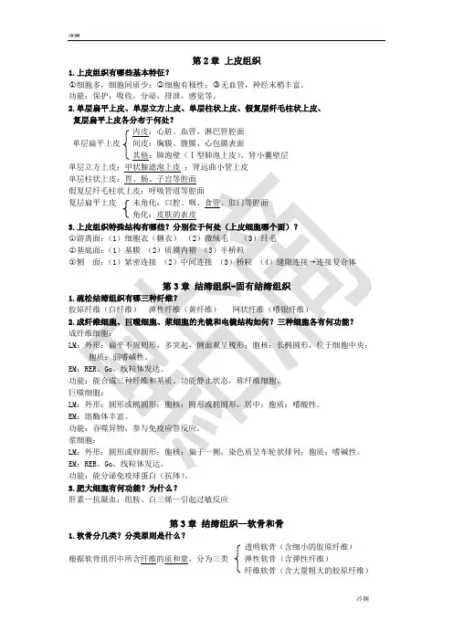 组胚知识点简答题