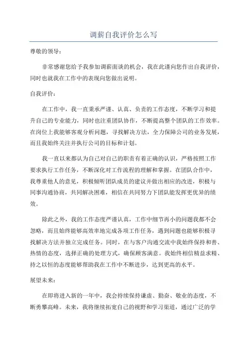 调薪自我评价怎么写