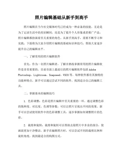 照片编辑基础从新手到高手